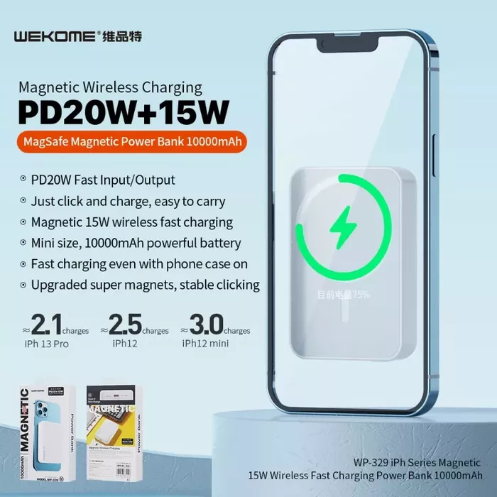 WEKOME WP-329 iph 系列磁吸15W背夹无线快充1W移动电源