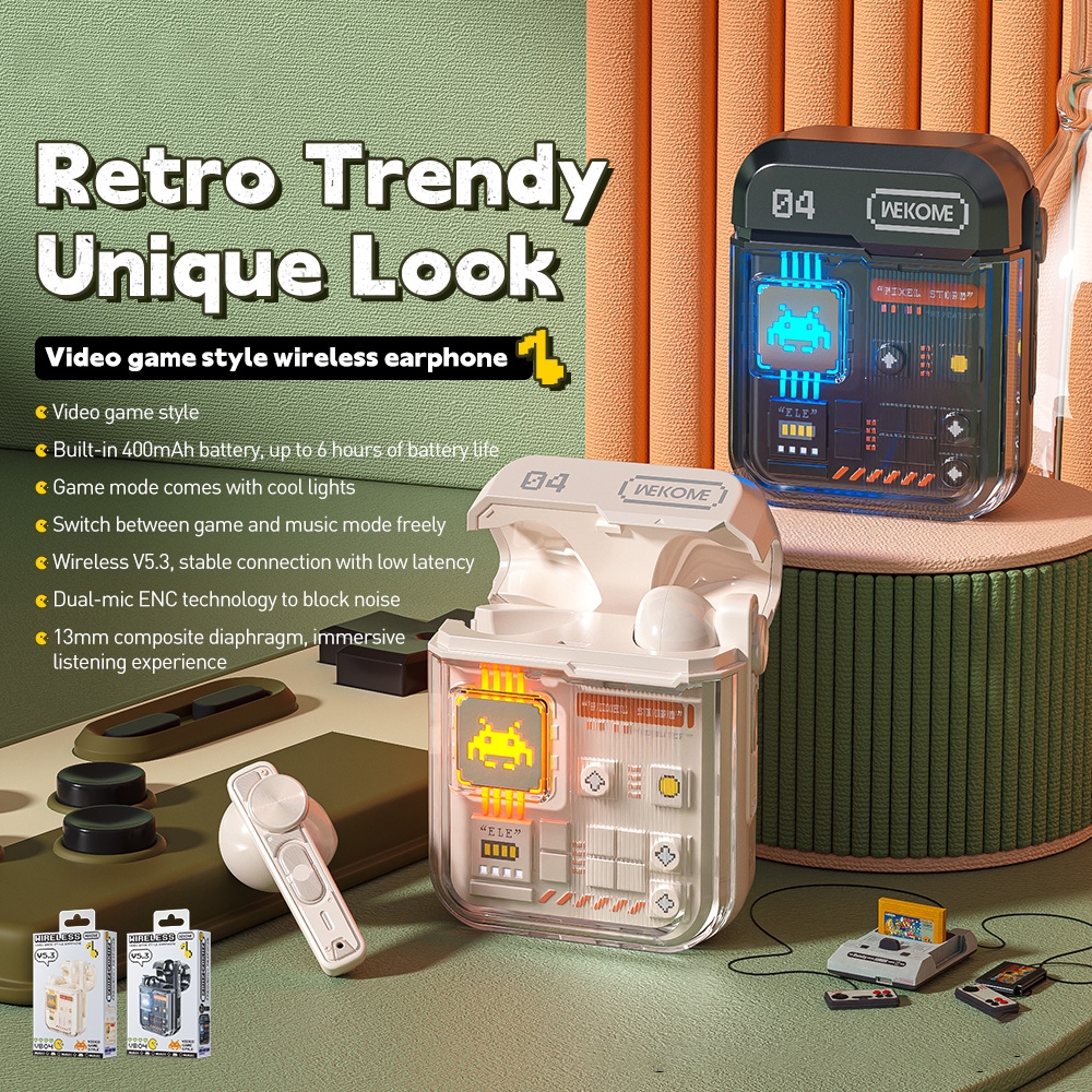 WEKOME VB04 复古视频游戏 ENC 双麦降噪蓝牙耳机