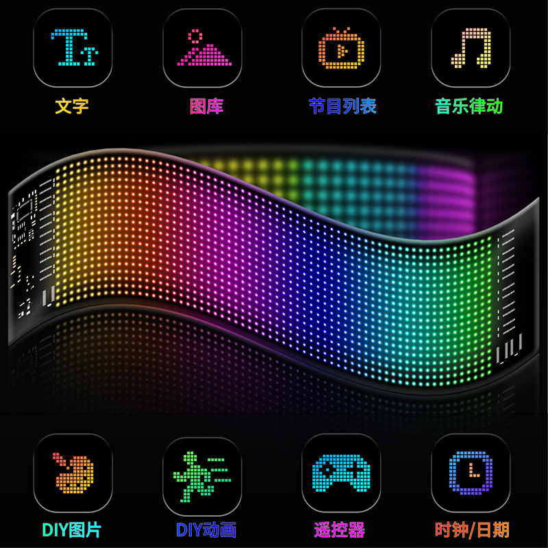 智能车贴车载互动屏柔性led显示软屏滚动屏汽车后窗广告表情车贴