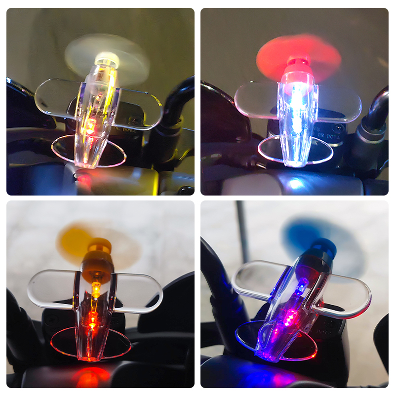风力发电小飞机彩灯电动车摩托车风能LED亮光车载装饰汽车氛围灯