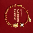 故宫淘宝｜五福红绳编织手链红玛瑙手串蛇年本命年红手绳新年礼物