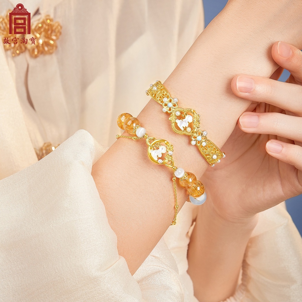 故宫淘宝｜月中桂兔手链兔子黄水晶桂花手镯博物馆文创生日礼物