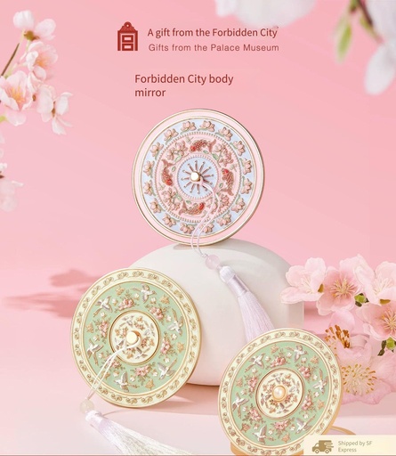 Petit miroir avec motif de branche de moineau et de fleur, miroir à main portable, miroir de courtoisie, produit culturel et créatif, cadeau d'anniversaire de Noël pour les femmes